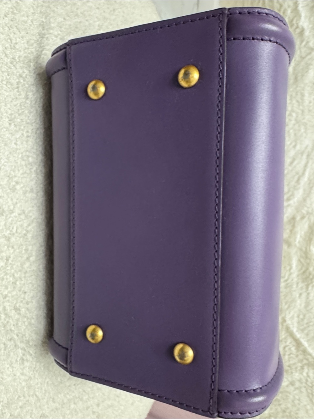 MCM Purple Leather Top-Handle Satchel with Gold Hardware - Picture 5 of 16